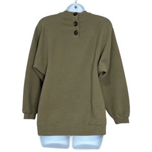 Madewell button back mockneck top green